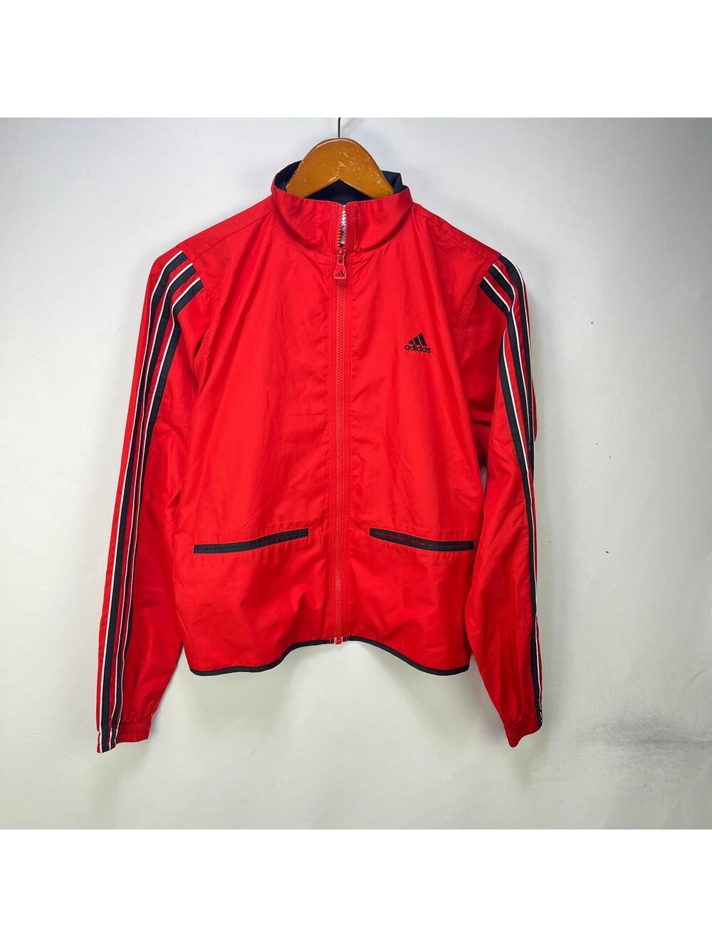 Vintage Y2K Adidas Red Windbreaker Jacket Women's M